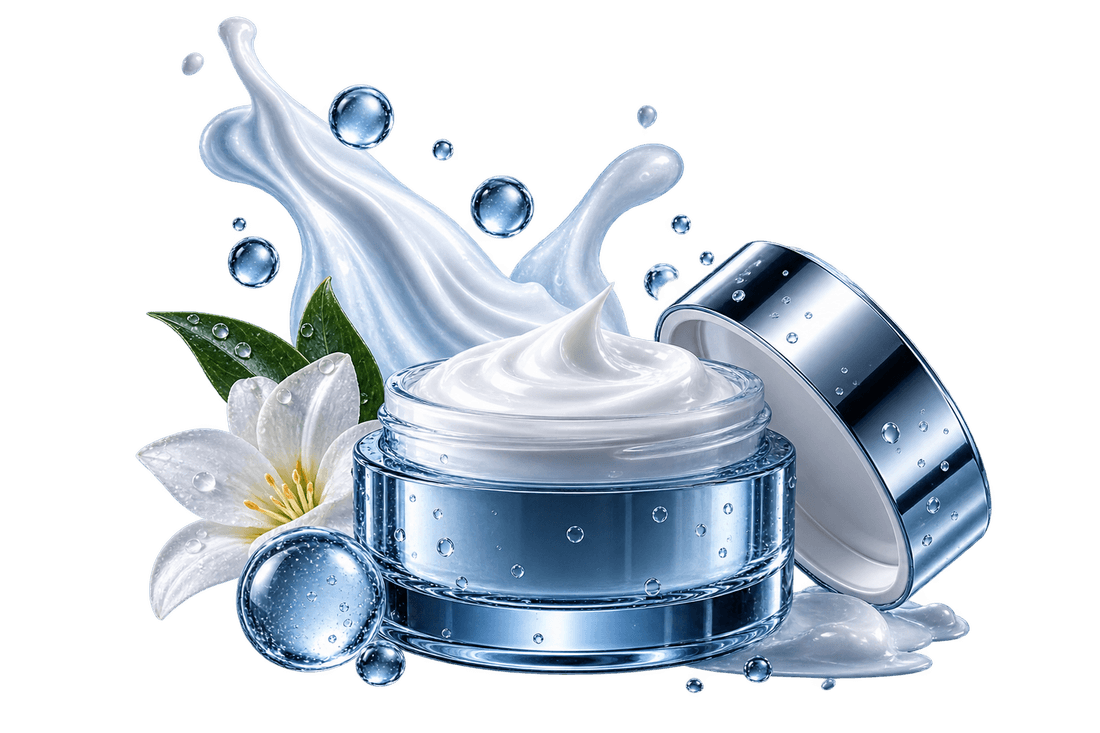 Crema cosmética en pote abierto